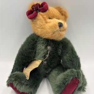 Boyd’s Bears Bearwear Archive Collection Plush Teddy Bear Green Burgundy Bow